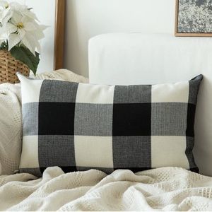 12x20 2pk Black and White Plaid Pillow Covers